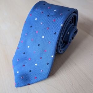 Bugatchi Blue Tie with Multicolor Dots